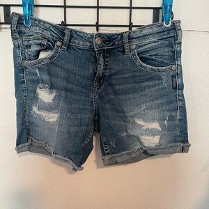 Silver Jeans Blue Distressed Jean Shorts